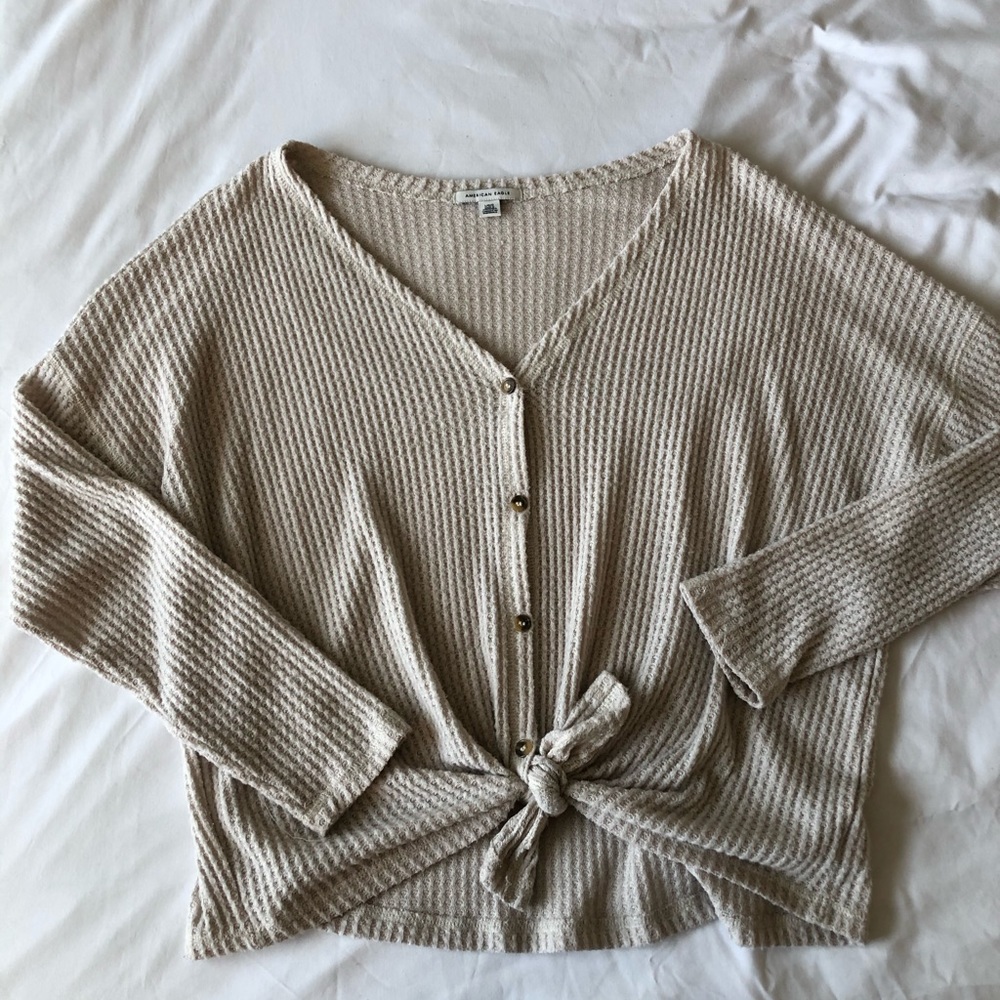 Tie up, button up sweater